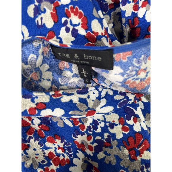 RAG & BONE Dress Womens L Blue Estelle Floral Midi Sleeveless V Neck Beach Boho - Picture 4 of 8